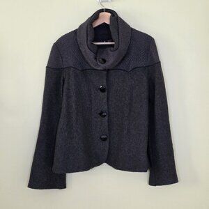 Annie 50 Cardigan Womens XL Gray Shawl Collar LS Buttons Wool Blend Retro Look